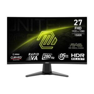 مانیتور خمیده گیمینگ 27 اینچ ام اس آی مدل MAG 276CXF، رزولوشن Full HD، پنل Rapid VA، نرخ بروزرسانی 280 هرتز، با نسبت تصویر 16:9، دارای پورت HDMI و DisplayPort و خروجی هدفون